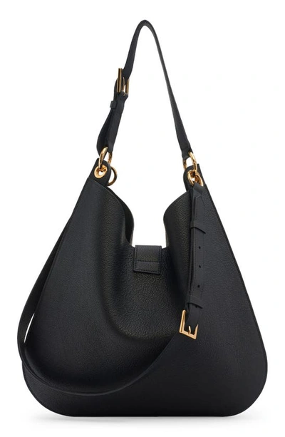 Shop Tom Ford Large Tara Leather Hobo Bag In 1n001 Black
