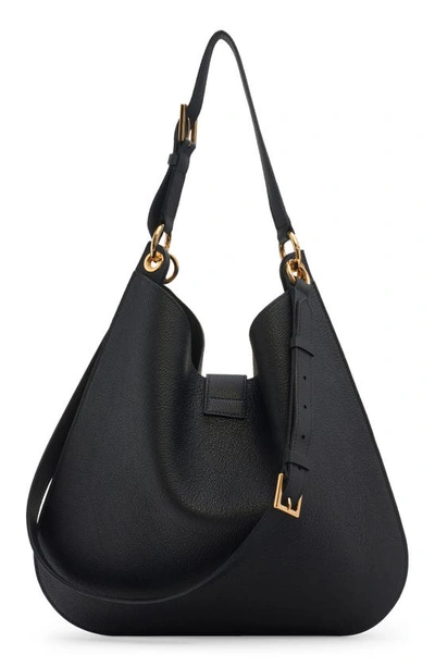 Tom Ford Tara Large Leather Crossbody Hobo Bag In 1n001 Black