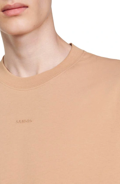 Shop Sandro Logo Cotton T-shirt In Brown