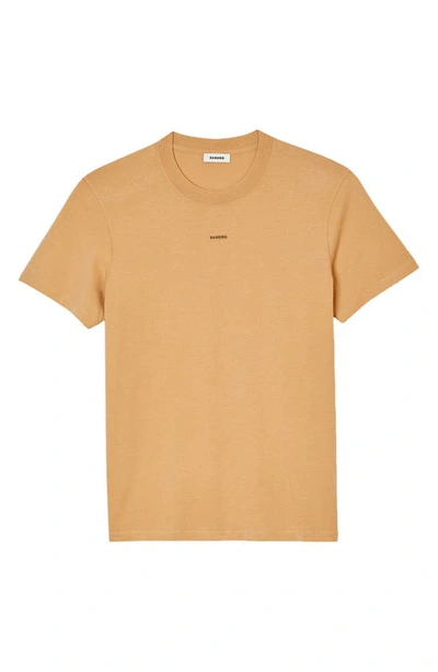 Shop Sandro Logo Cotton T-shirt In Brown