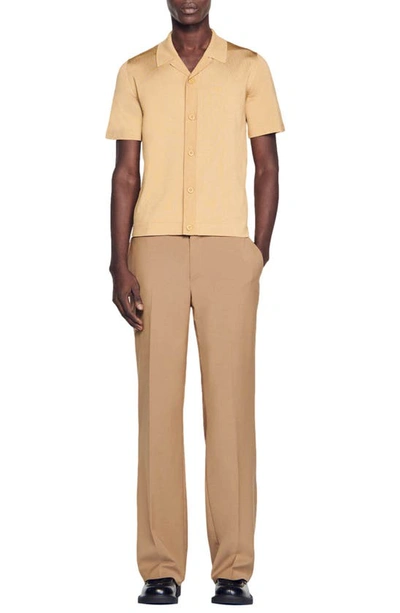 Shop Sandro Button-up Shirt In Champagne