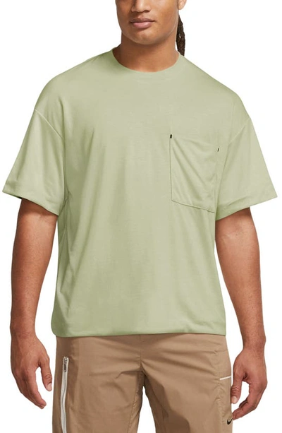 Shop Nike Sportswear Tech Pack Dri-fit Oversize Pocket T-shirt In Olive Aura/ Black/ Olive Aura