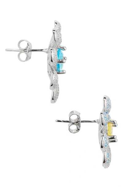 Shop Collina Strada Squashed Blossom Earrings In Aquamarine-amethyst Pave