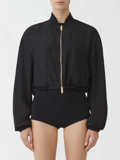 Shop Fabiana Filippi K Way Cropped Cupro Jacket In Black