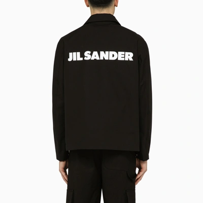 Shop Jil Sander Black Shirt Jacket With Logo