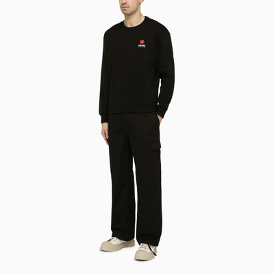 Shop Kenzo Black Crewneck Sweater With Logo