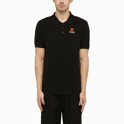 Shop Kenzo Black Short Sleeved Polo Shirt With Logo