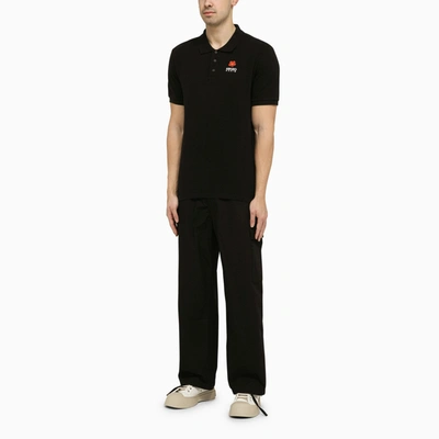 Shop Kenzo Black Short Sleeved Polo Shirt With Logo
