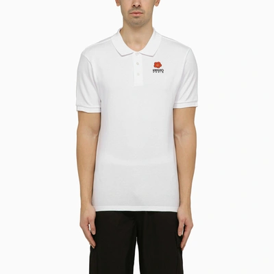 Shop Kenzo White Short Sleeved Polo Shirt With Logo