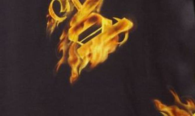 Shop Palm Angels Burning Monogram Camp Shirt In Black Gold