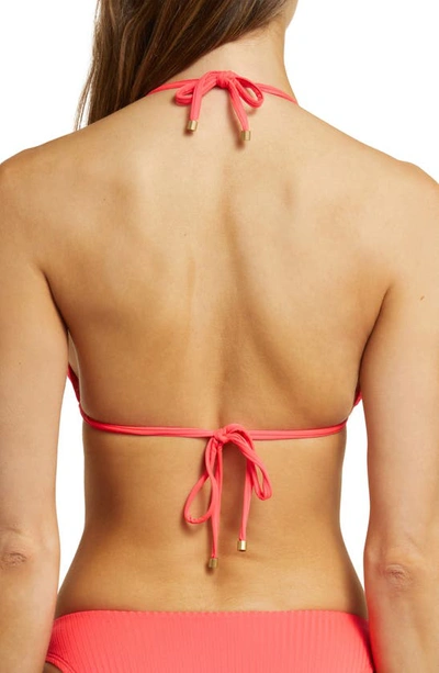Shop Vitamin A Cosmo Ring Detail Rib Triangle Bikini Top In Coral Glow Ecorib