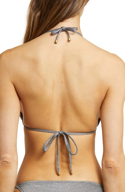 Shop Vitamin A Cosmo Ring Detail Metallic Triangle Bikini Top In Twilight Metallic