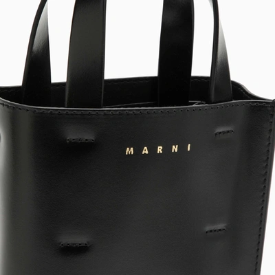 Shop Marni Black Leather Nano Museo Tote Bag