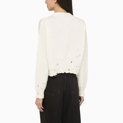 Shop Marni Short Cardigan With White Cotton Wears