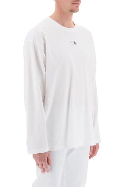 Shop Mm6 Maison Margiela Long Sleeved T Shirt With Logo Label
