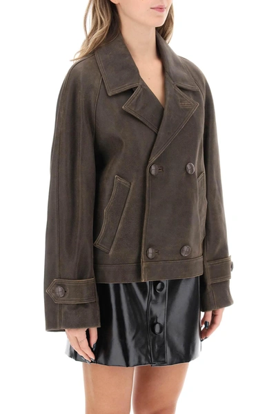 Shop Mvp Wardrobe Solferino Jacket In Vintage Effect Leather