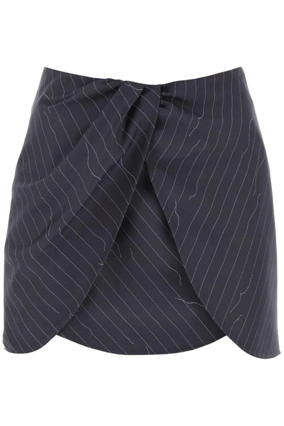 Shop Off-white Off White Twist Mini Skirt With Pinstriped Motif