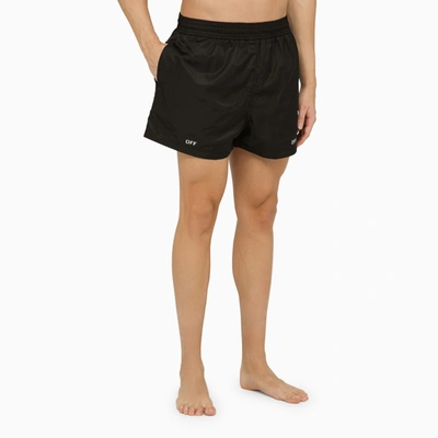 Shop Off-white Off White™ Black Swim Shorts With Logo Off
