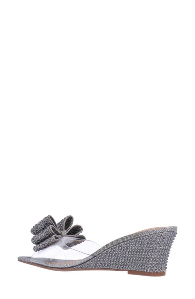J. Reneé Eris Wedge Slide Sandal In Clear/ Pewter