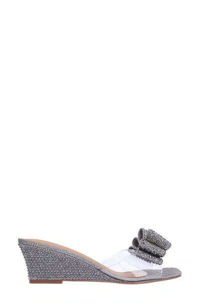 J. Reneé Eris Wedge Slide Sandal In Clear/ Pewter
