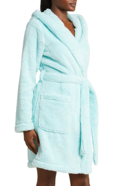 Shop Ugg Aarti Faux Shearling Hooded Robe In Bay Blue