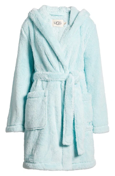 Shop Ugg Aarti Faux Shearling Hooded Robe In Bay Blue