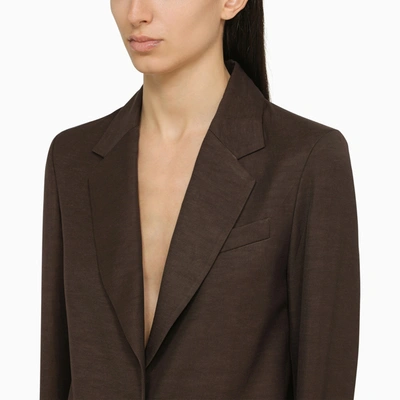 Shop P.a.r.o.s.h . Brown Single Breasted Linen Jacket