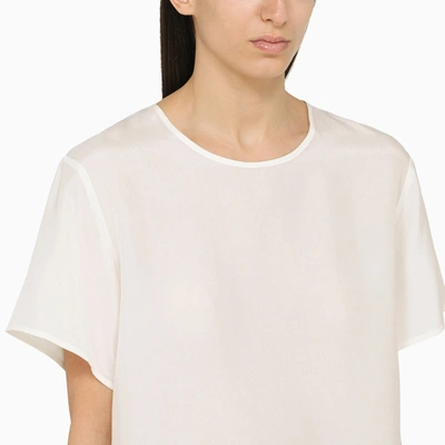 Shop P.a.r.o.s.h . Cream Coloured Silk T Shirt