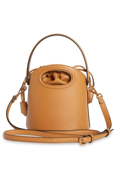 Shop Etro Small Saturno Leather Bucket Bag In Beige