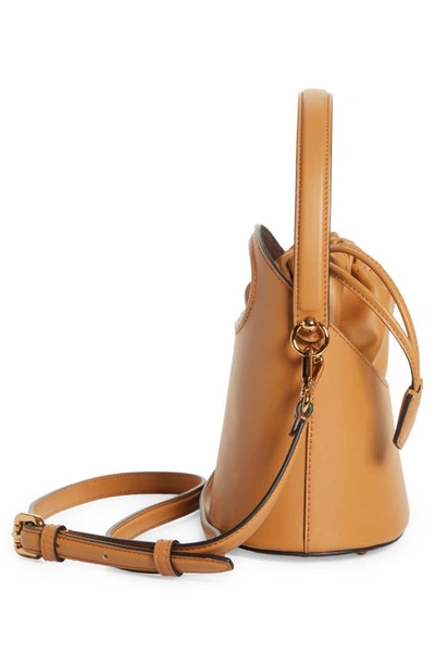 Shop Etro Small Saturno Leather Bucket Bag In Beige