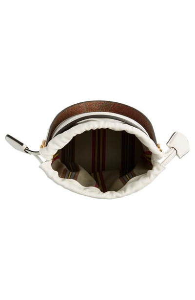 Etro Saturno Mini Leather Bucket Bag In Ivory