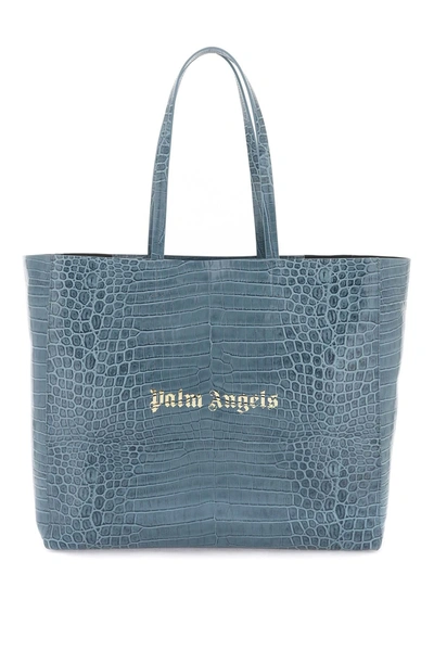 Shop Palm Angels Croco Embossed Leather Shopping Bag