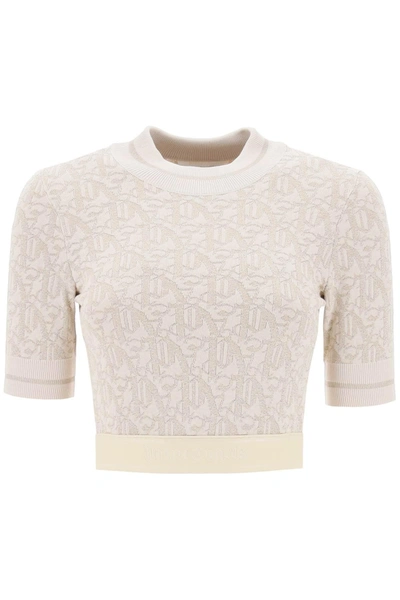 Shop Palm Angels Monogram Cropped Top In Lurex Knit