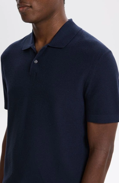 Shop Theory Goris Lightweight Knit Polo Shirt In Baltic