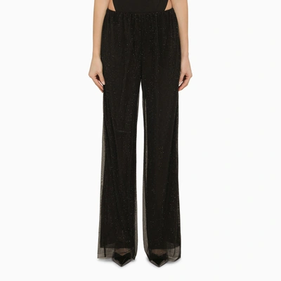 Shop Philosophy Black Tulle Trousers With Rhinestones