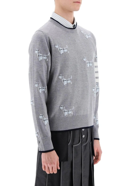 Shop Thom Browne 4 Bar Sweater With Hector Pattern