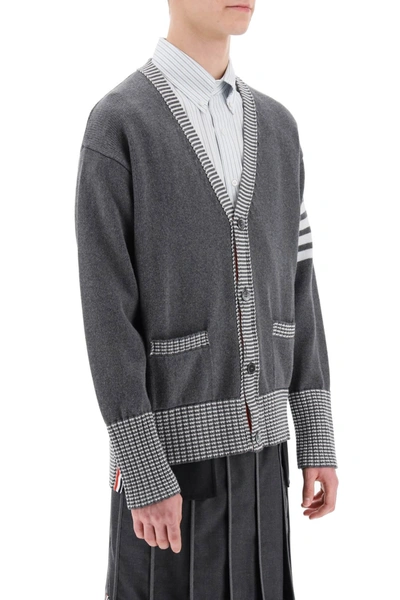 Shop Thom Browne Cotton Cardigan With Hector Intarsia