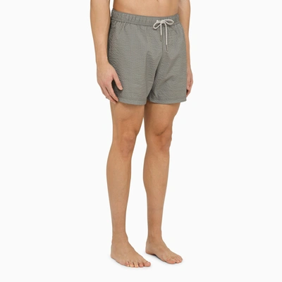 Shop Thom Browne Med Grey Striped Swim Shorts