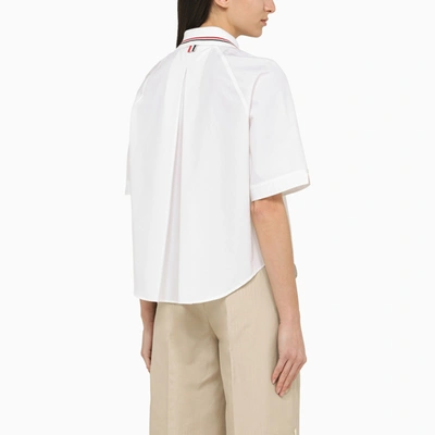 Shop Thom Browne White Short Sleeved Shirt With Patch