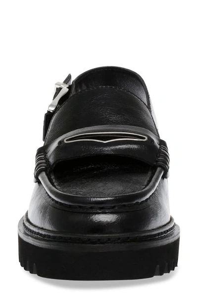 Shop Steve Madden Felicite Slingback Platform Penny Loafer In Black Leather