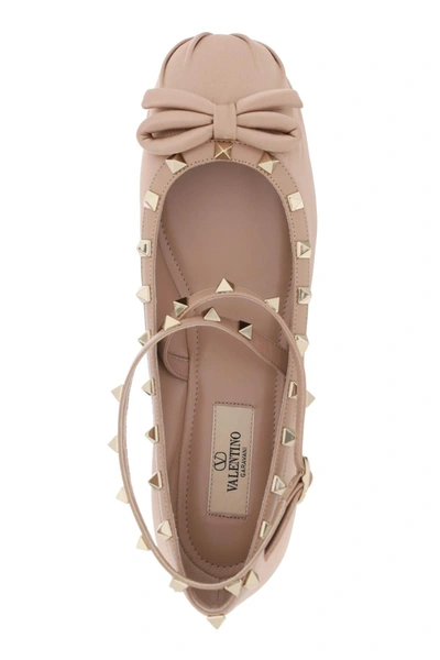 Shop Valentino Garavani Silk Rockstud Ballet Flats