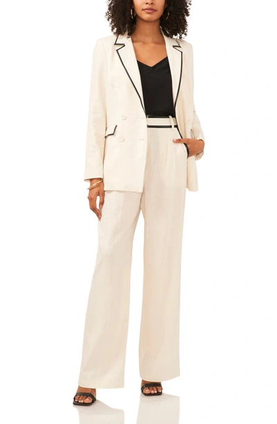 Shop Vince Camuto Pleated High Waist Wide Leg Crepe Trousers In Bone