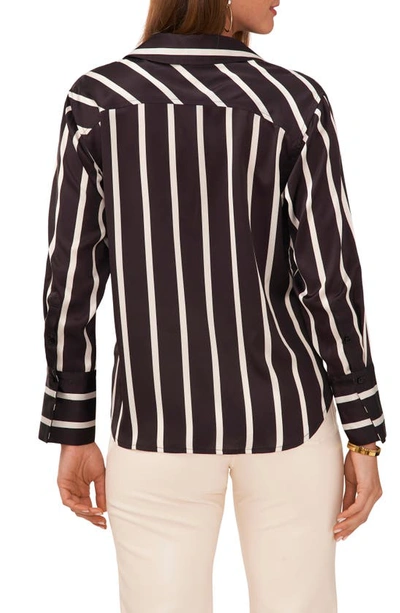 Shop Vince Camuto Stripe Satin Shirt In Rich Black