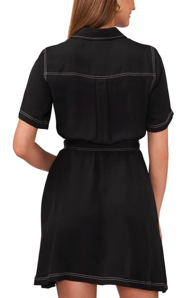 Shop Vince Camuto Collared Wrap Minidress In Rich Black