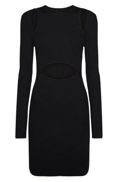 Shop Wolford Contoured Rib Cutout Dress In Black