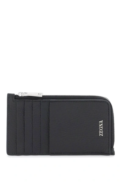 Shop Zegna Grained Leather 10cc Card Holder