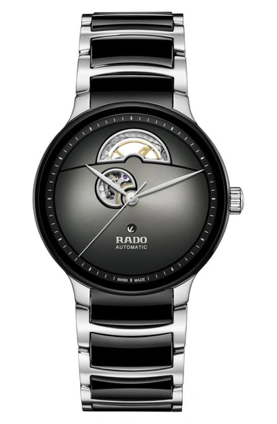 Shop Rado Centrix Open Heart Automatic Ceramic Bracelet Watch, 39.5mm In Black