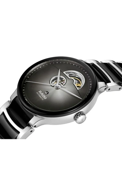 Shop Rado Centrix Open Heart Automatic Ceramic Bracelet Watch, 39.5mm In Black