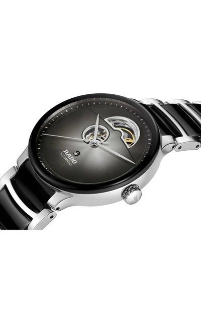 Rado Centrix Open Heart Automatic Ceramic Bracelet Watch, 39.5mm In Black