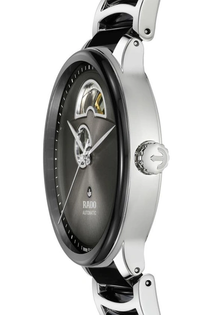 Shop Rado Centrix Open Heart Automatic Ceramic Bracelet Watch, 39.5mm In Black